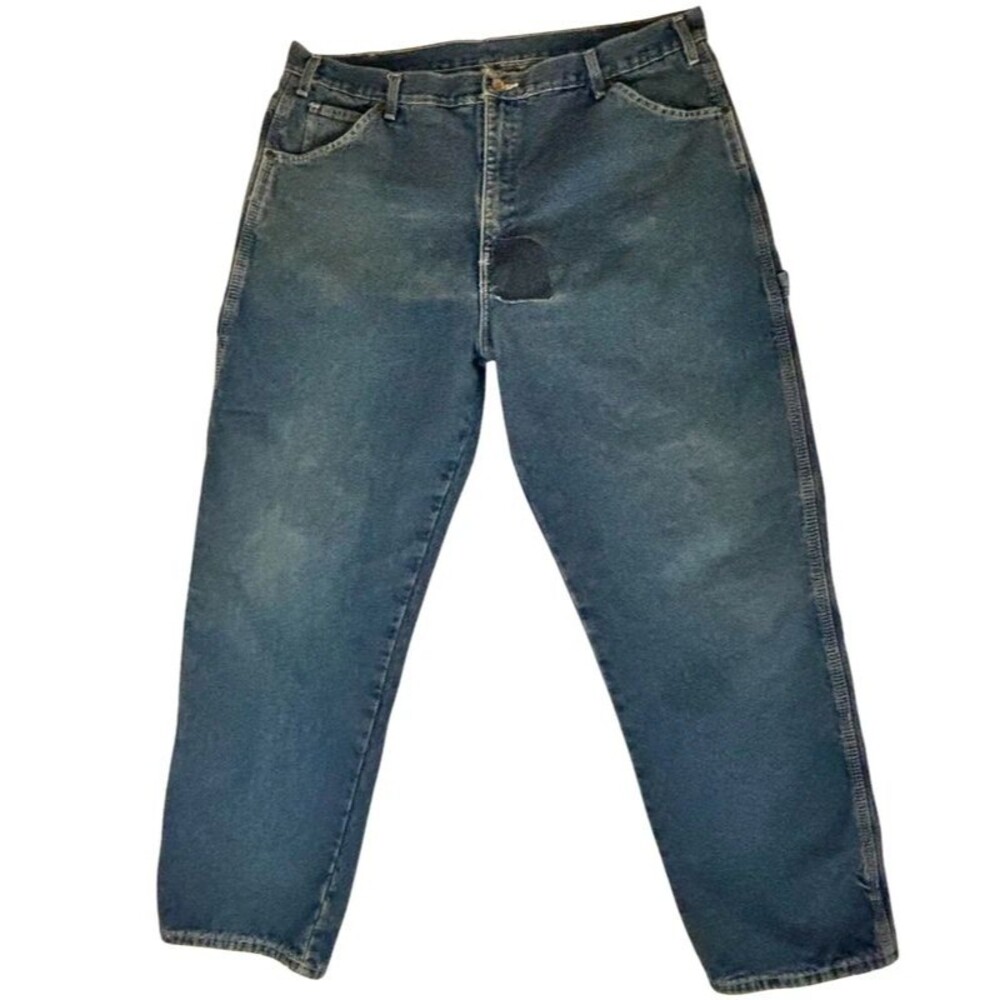Polar King by Key Flannel Lined Denim Carpenter Pants Men Workwear Double Knee